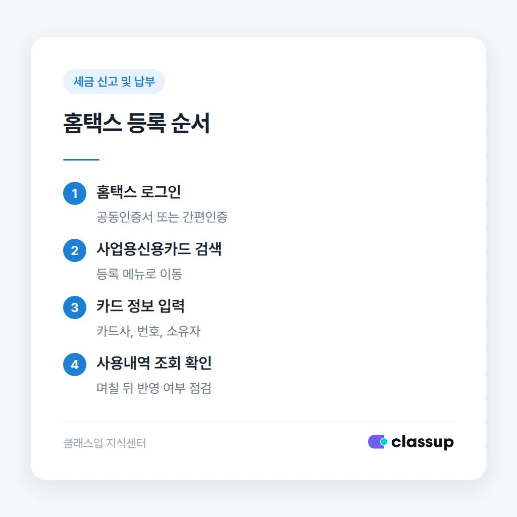 홈택스 사업용 카드 등록 절차