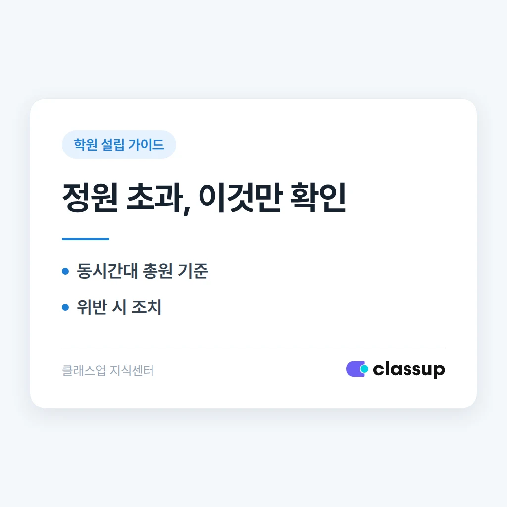 학원 정원(수용인원)을 초과하면 어떤 문제가 생기나요?