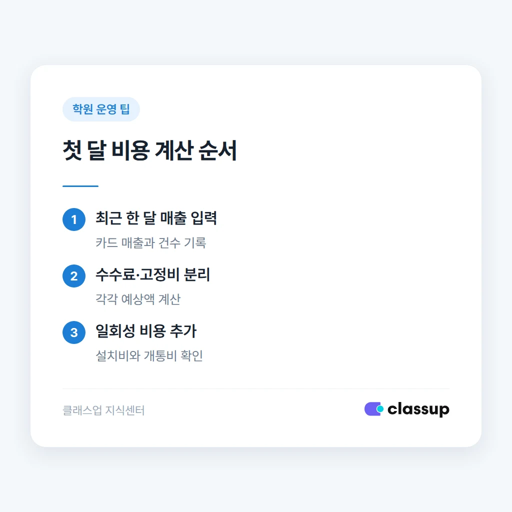 학원 카드단말기 월 고정비와 추가 비용 확인 절차