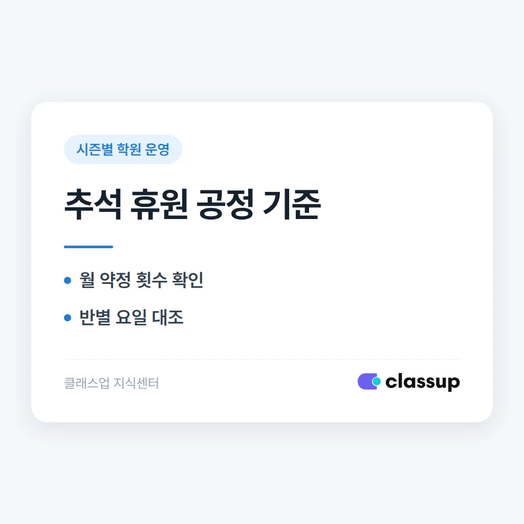 추석 연휴 휴원 때 보강 여부를 공정하게 정하는 기준