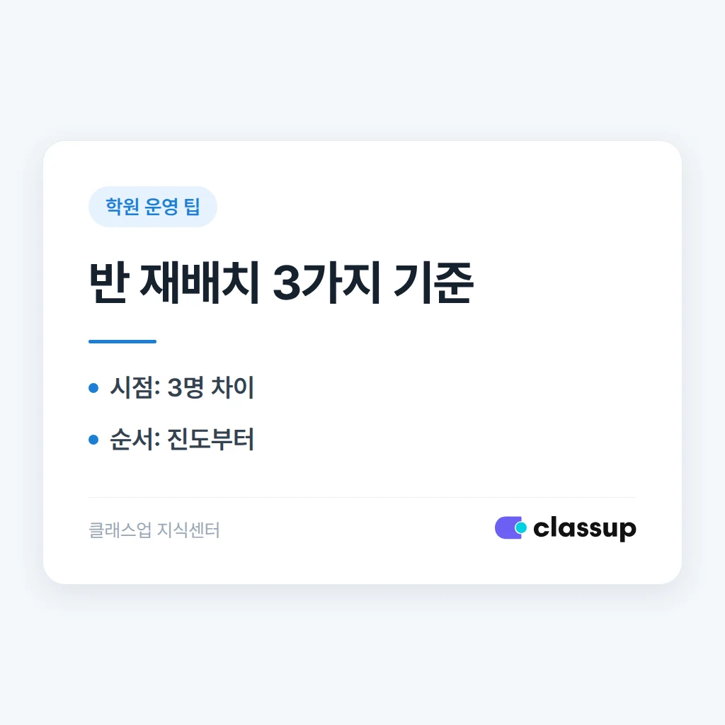 반마다 인원이 들쭉날쭉할 때 균형 있게 재배치하는 기준