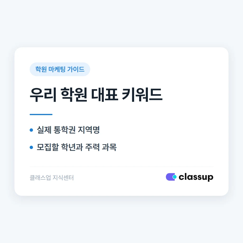지역명과 과목으로 학원 대표 키워드를 정하는 방법
