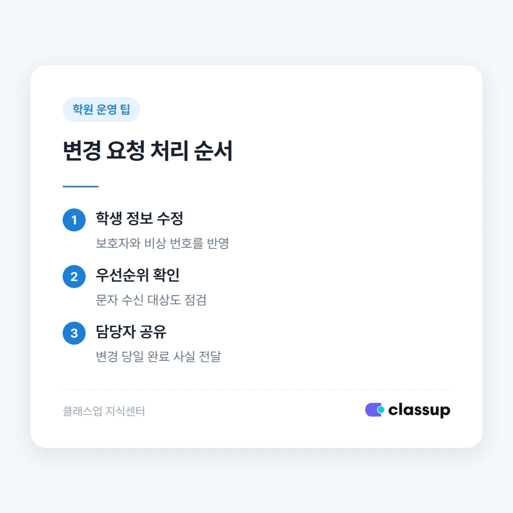 학생 비상연락처 변경 처리 순서