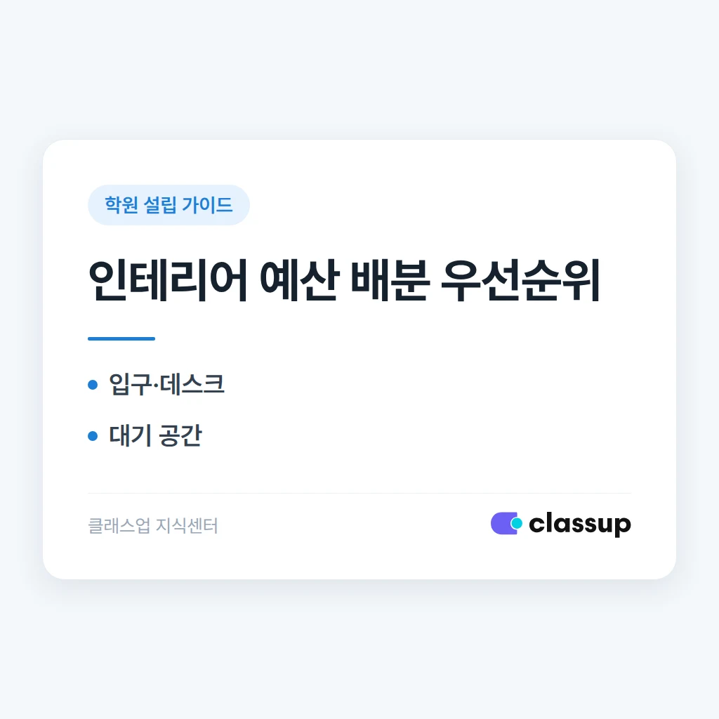 학원 인테리어 예산 배분: 학부모가 보는 곳부터