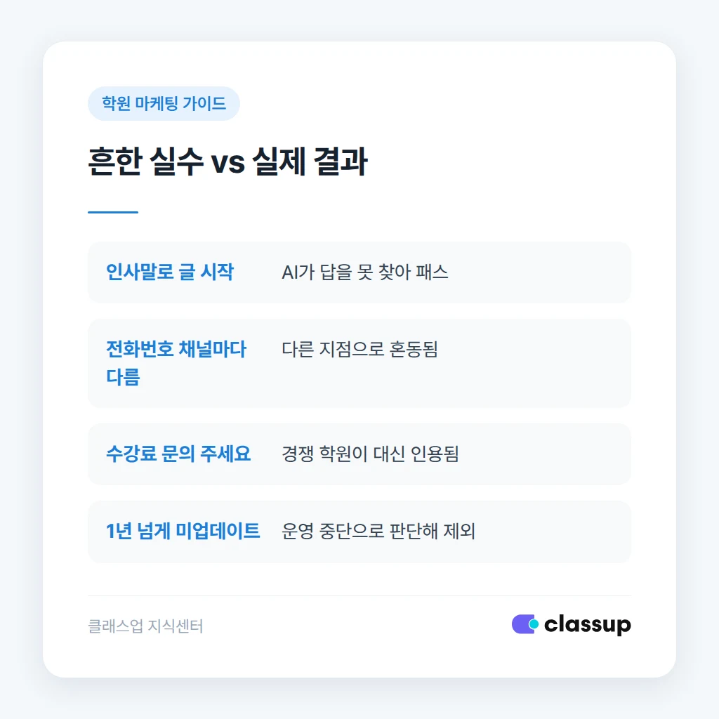 흔한 실수와 실제로 벌어지는 일