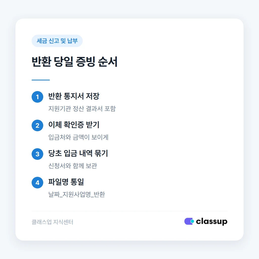 반환 증빙 서류를 모으는 순서
