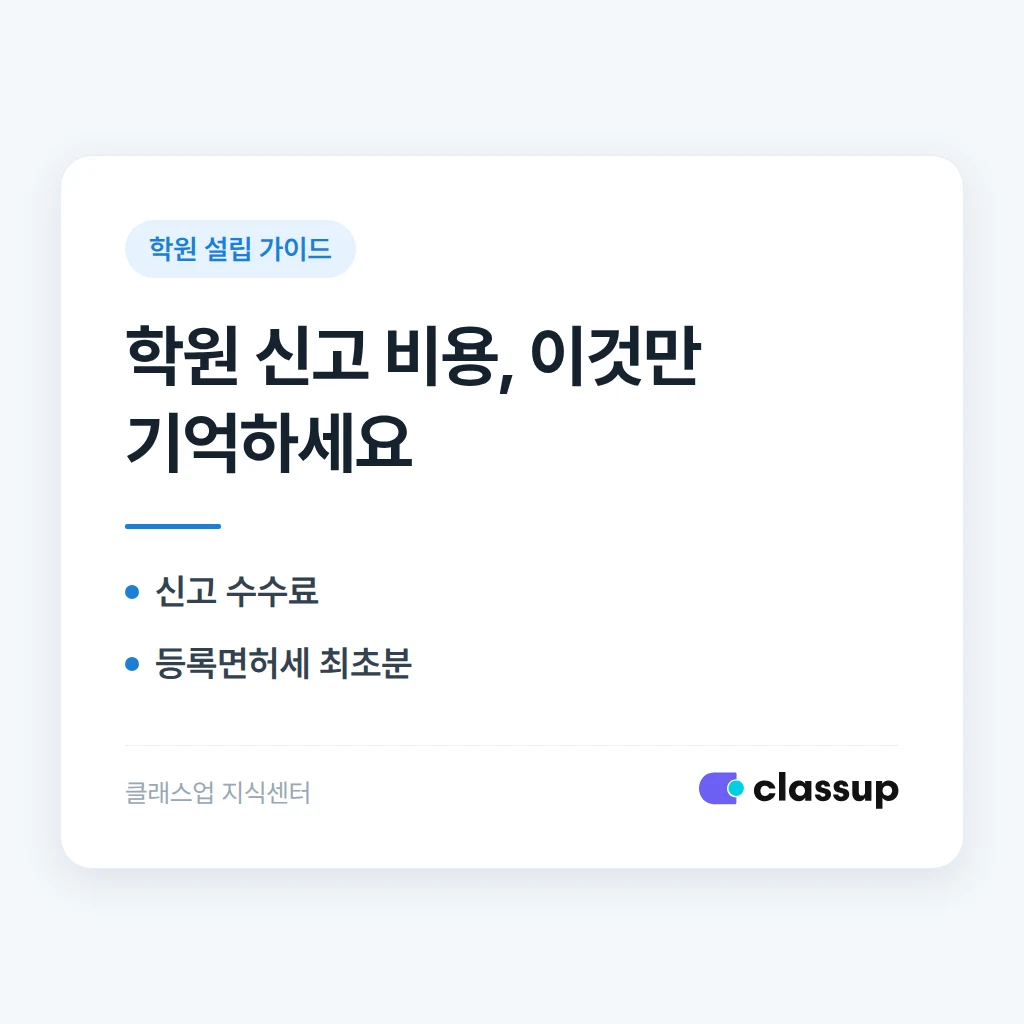 학원 설립 신고 수수료와 등록면허세는 얼마나 드나요
