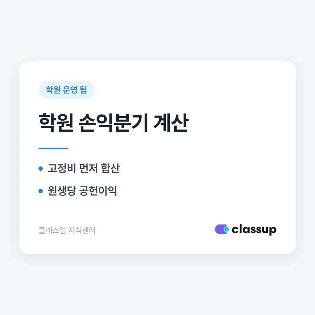 월세와 관리비가 높은 학원, 손익분기 원생 수는 어떻게 계산하나요?