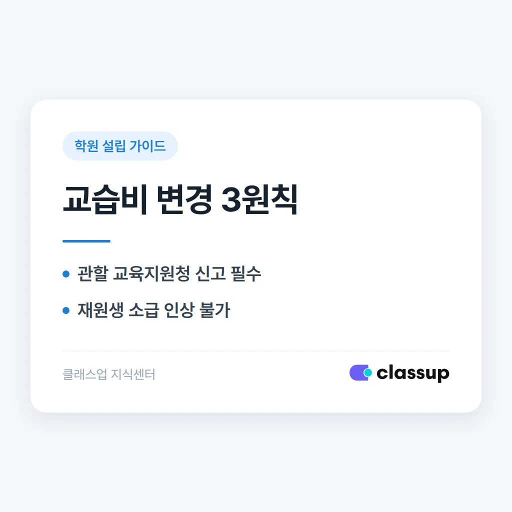 학원 설립신고 후 교습비를 변경하려면 어떤 절차를 거치나요?