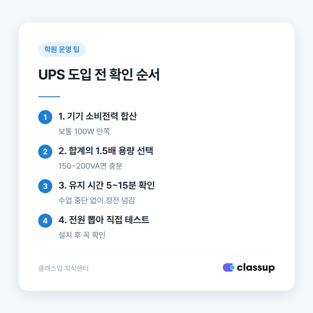 정전 시 교사 대응 순서와 학부모 안내 문구
