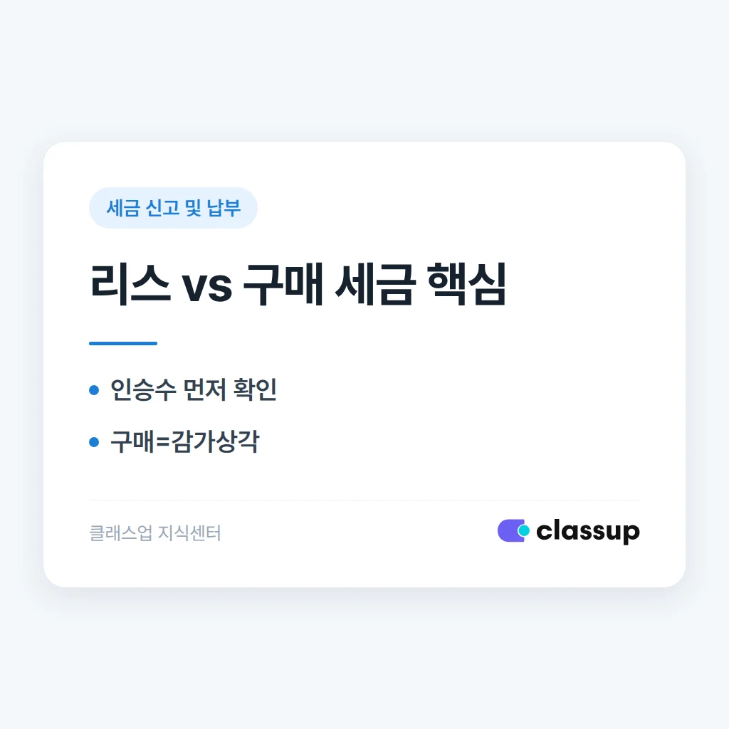 학원 차량을 리스로 운영할 때와 구매할 때 세금 차이