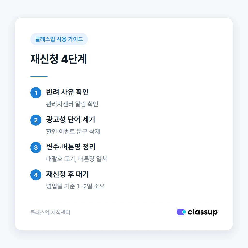 반려된 알림톡 재신청 절차