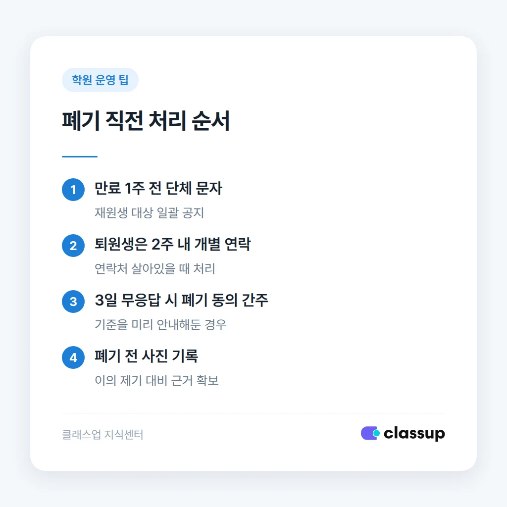 폐기 전 학부모 고지 절차