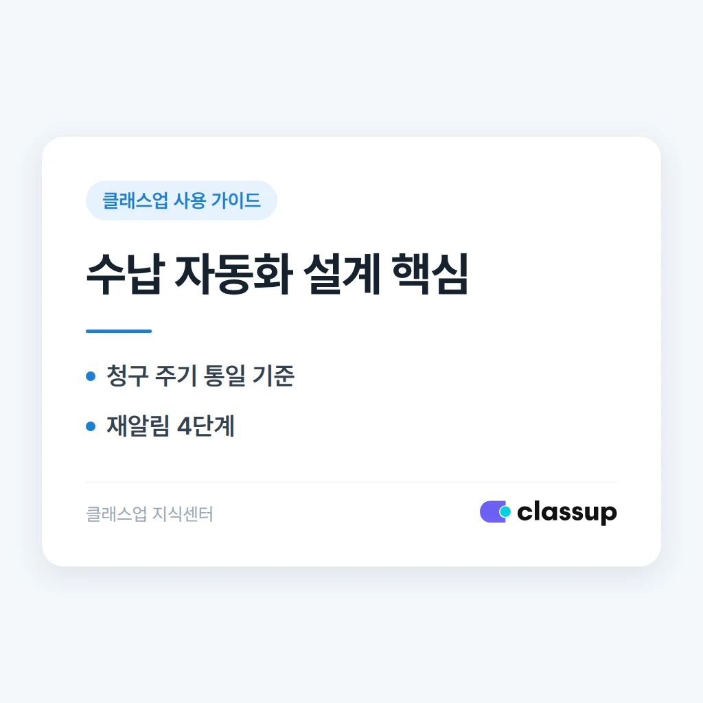 수납 자동화 설정: 청구 주기와 미납 재알림 설계