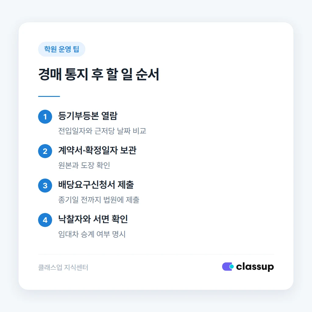 경매 통지 후 배당요구 절차 순서