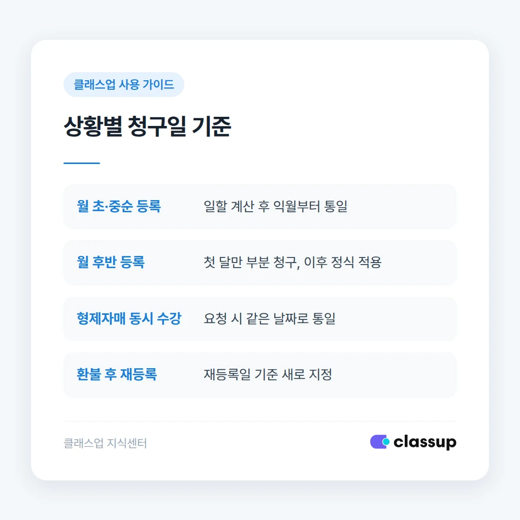 청구일 변경 시 흔히 틀리는 점 안내