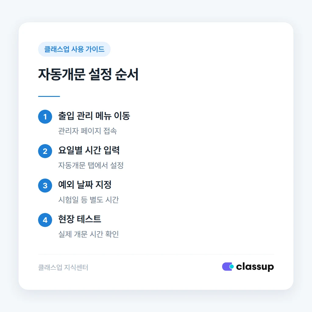 자동개문 설정 순서 4단계