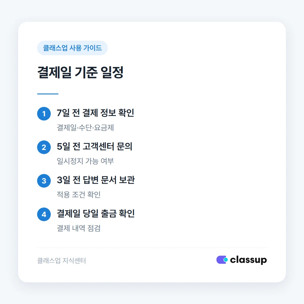 다음 결제일 기준 날짜별 할 일 일정