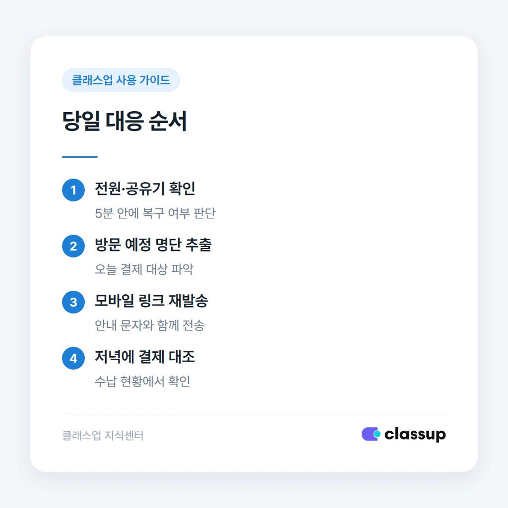 키오스크가 꺼졌을 때 모바일 청구로 전환하는 순서