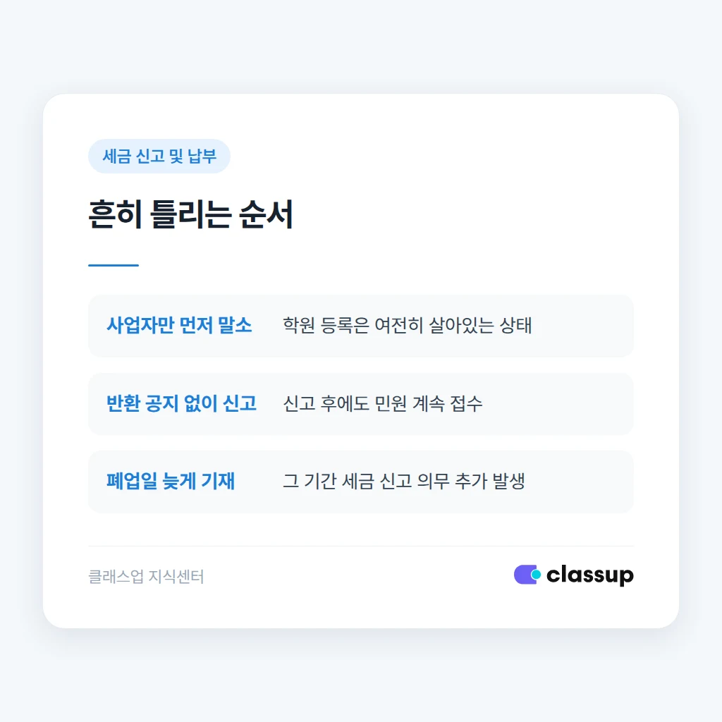 폐업 신고 시 자주 틀리는 지점