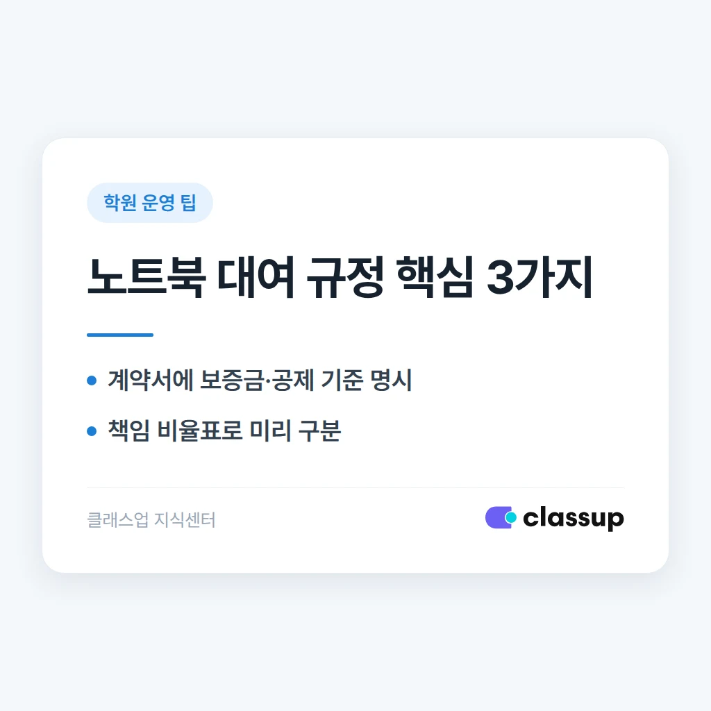 코딩학원 노트북 대여, 분실·파손 책임을 어떻게 정하나요?