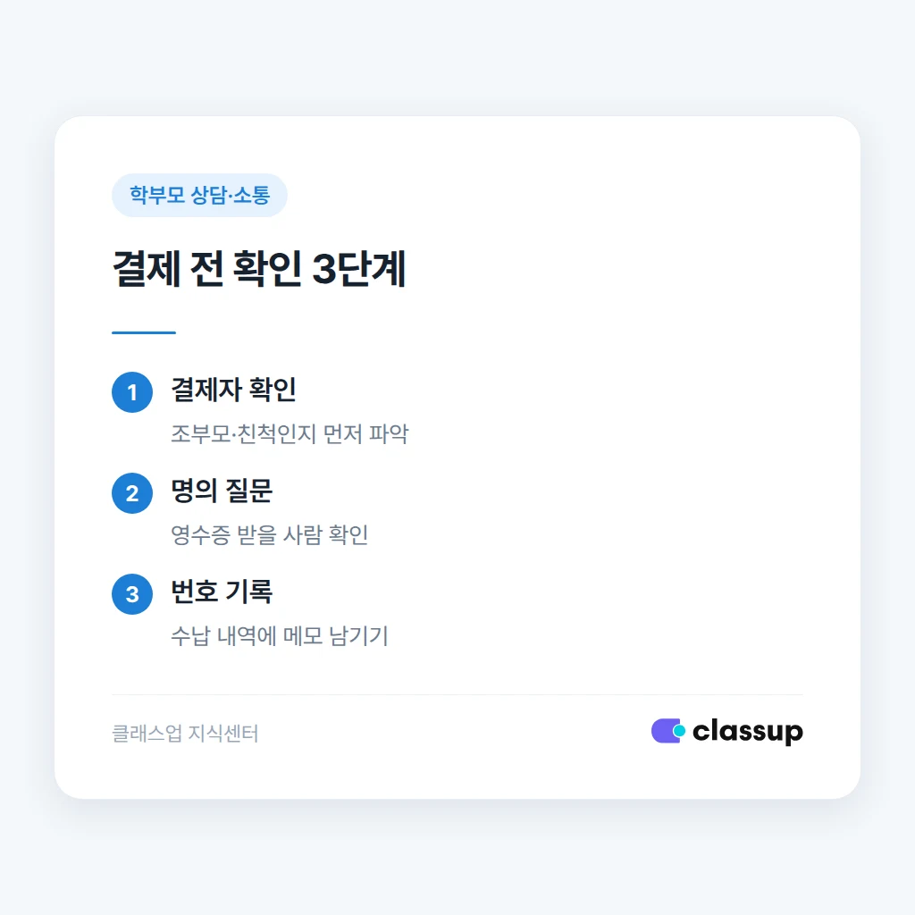 결제 전 영수증 명의 확인 절차