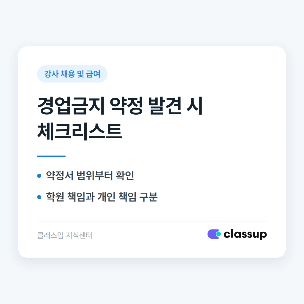 강사가 타 학원과 경업금지 약정이 있었다는 사실을 뒤늦게 알았다면