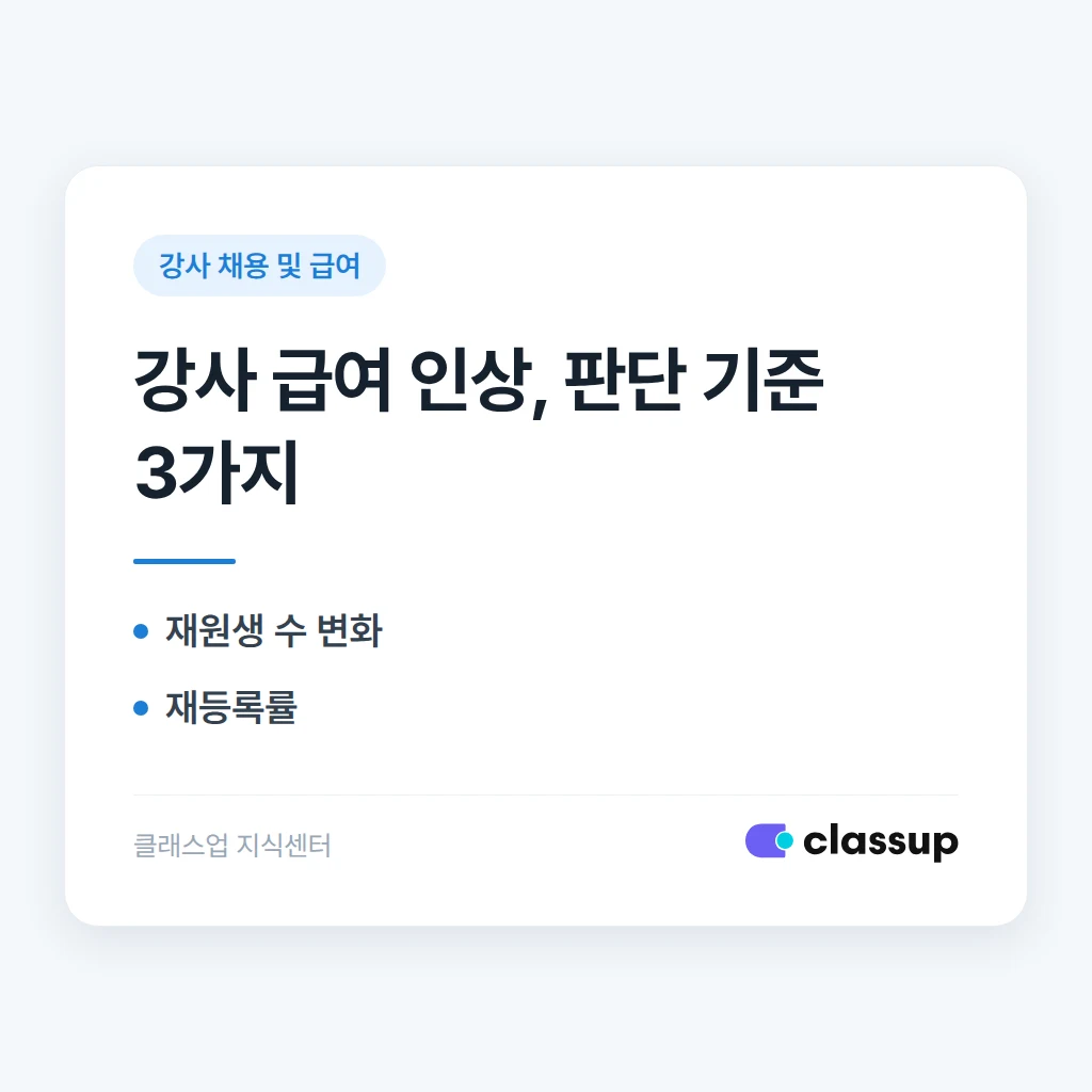 강사가 급여 인상을 요청할 때 무엇을 기준으로 판단해야 하나요