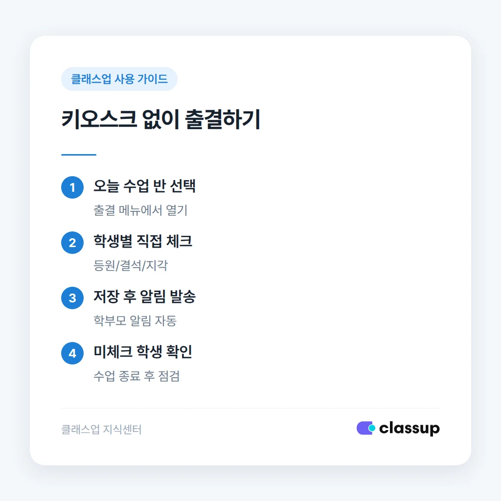 키오스크 없이 출결하는 방법 단계