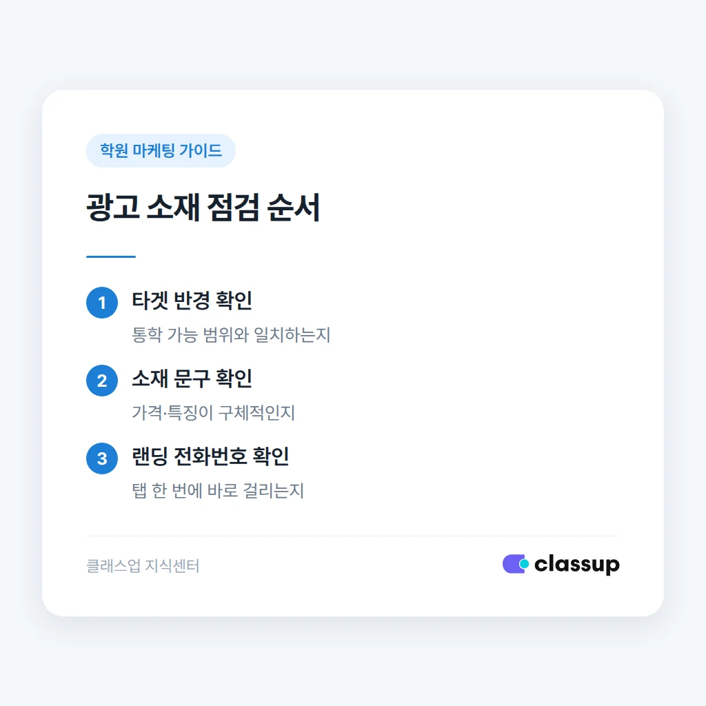 광고 소재별 점검 우선순위