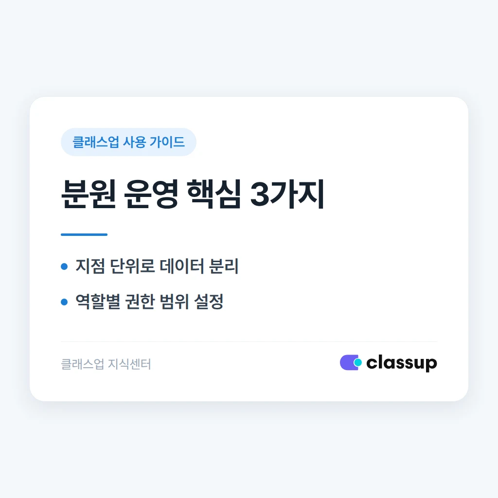 분원 운영: 지점별 데이터와 권한을 나누는 방법