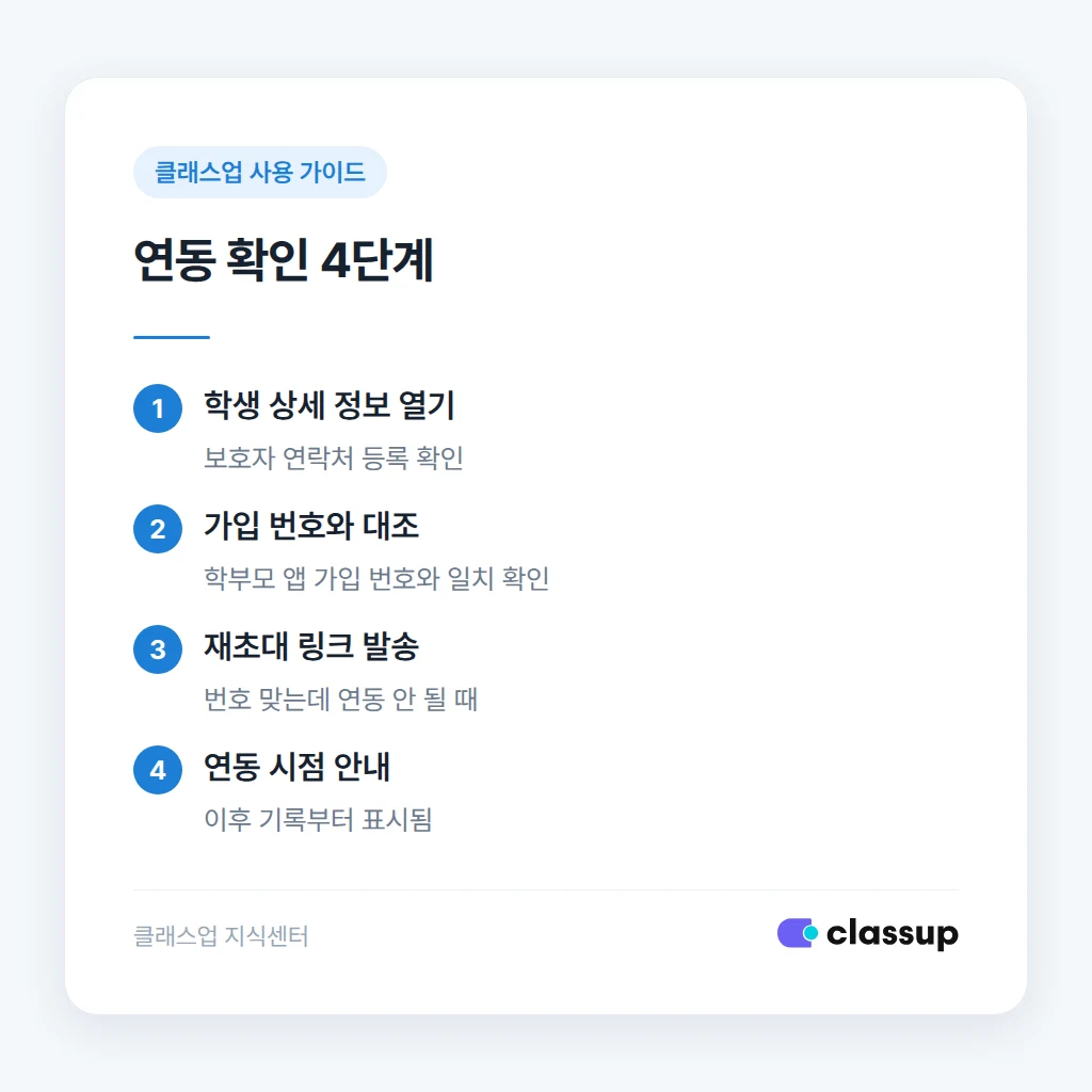 학생과 학부모 계정 연동 확인 절차