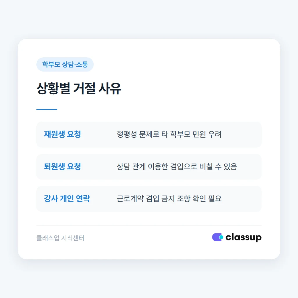 거절 후 제시할 수 있는 대안 비교