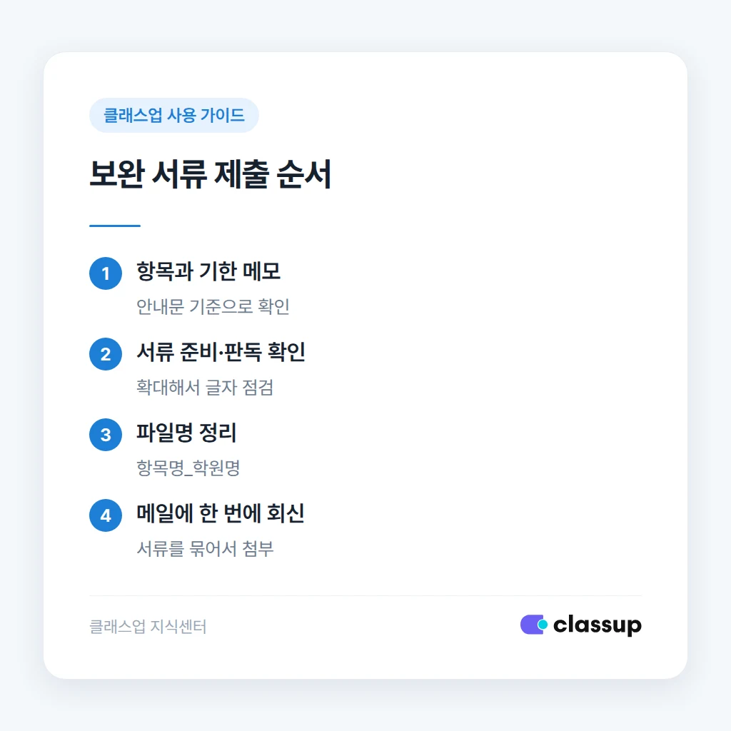 보완 서류 제출 순서