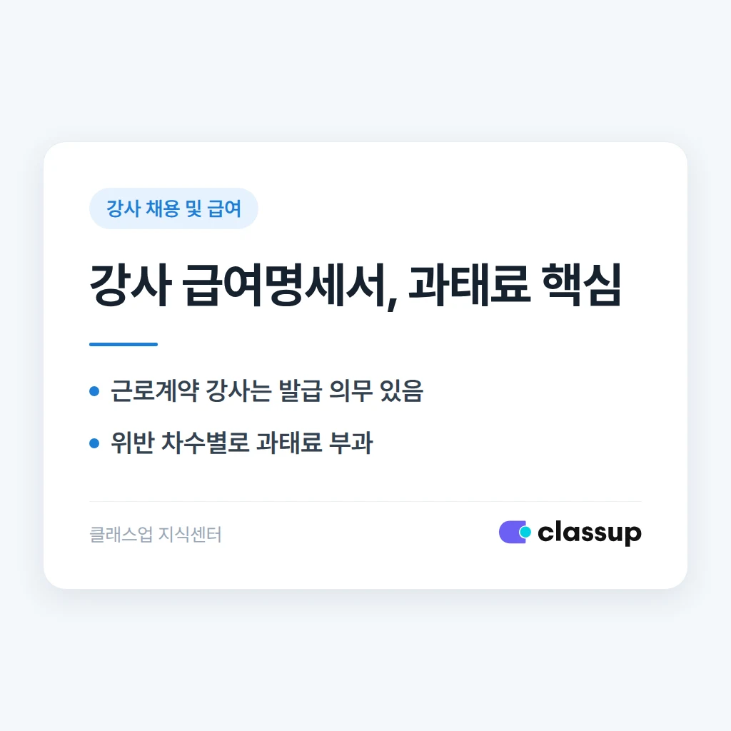 강사에게 급여명세서를 안 주면 과태료가 있나요?