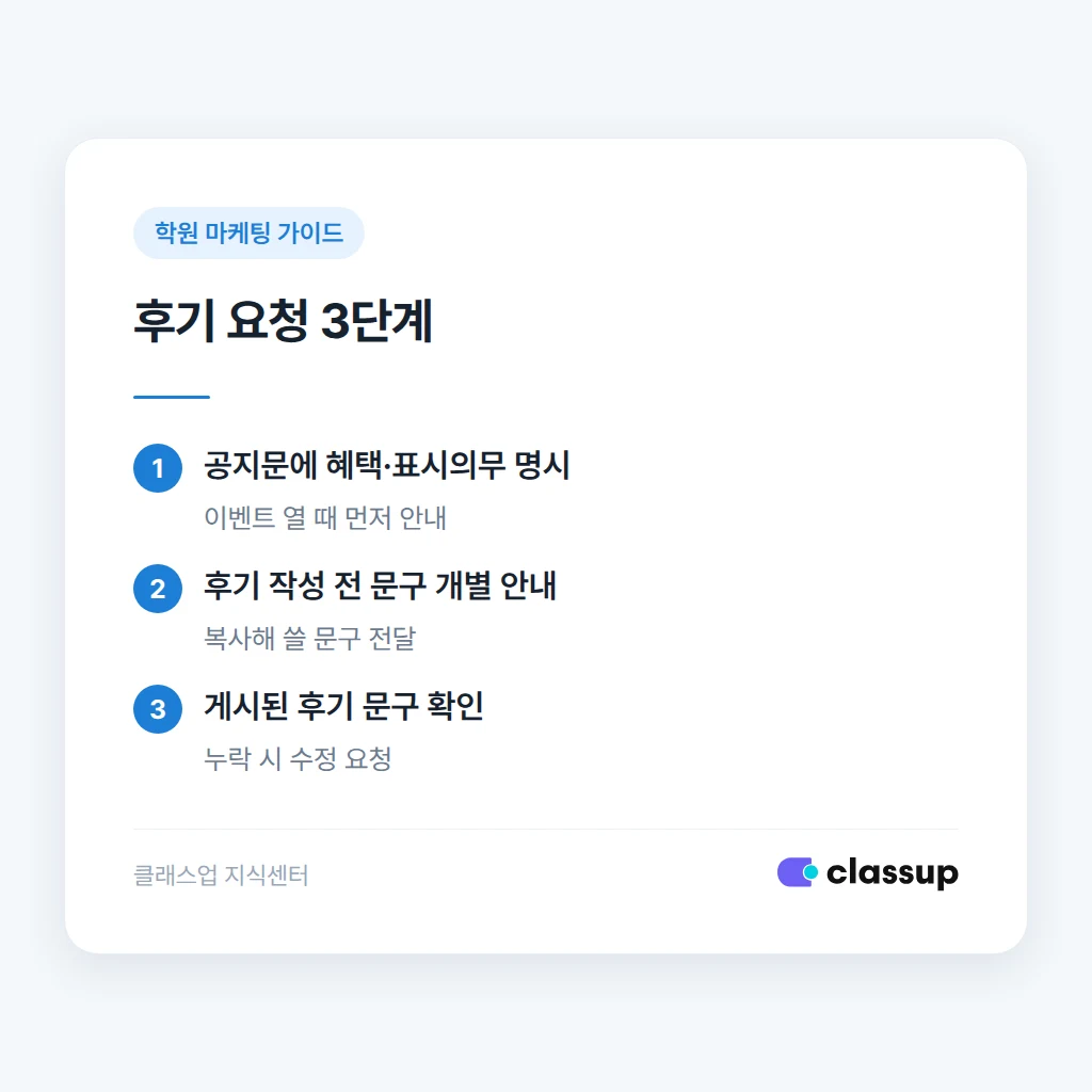 후기 요청 시 넣어야 할 안내 문구