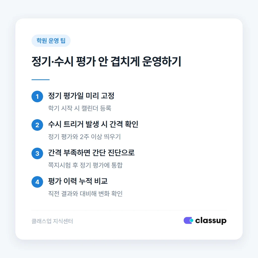 정기 평가와 수시 평가 일정 겹침 방지