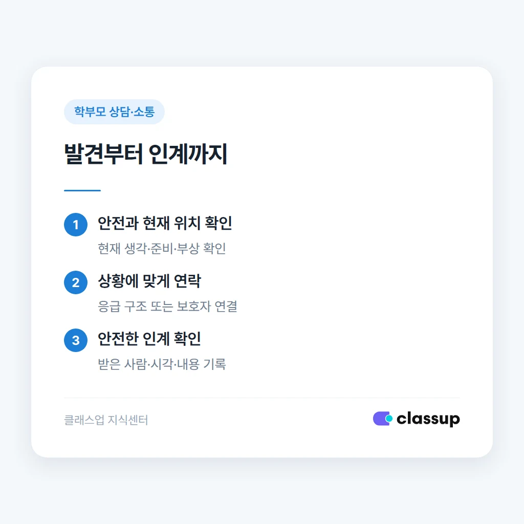 학생 위기 발언을 들었을 때 안전 확인과 연락 순서