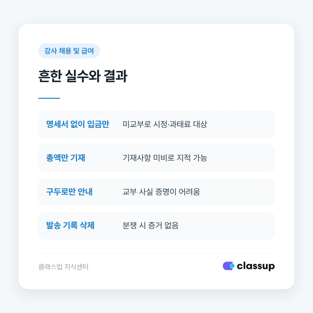 급여명세서 발행 시 흔한 실수와 결과