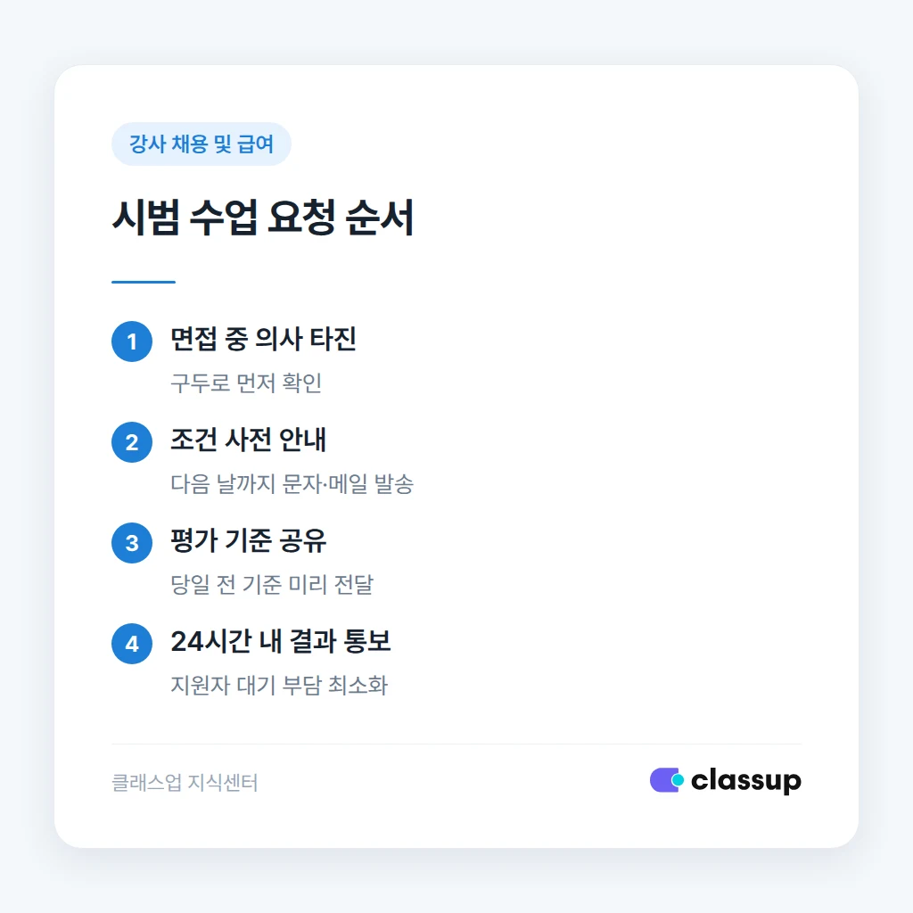 시범 수업 요청 전 확인 순서