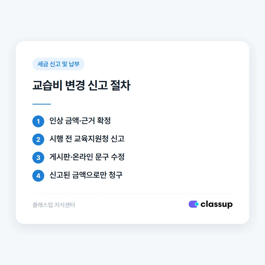 교습비 변경 신고 절차 안내