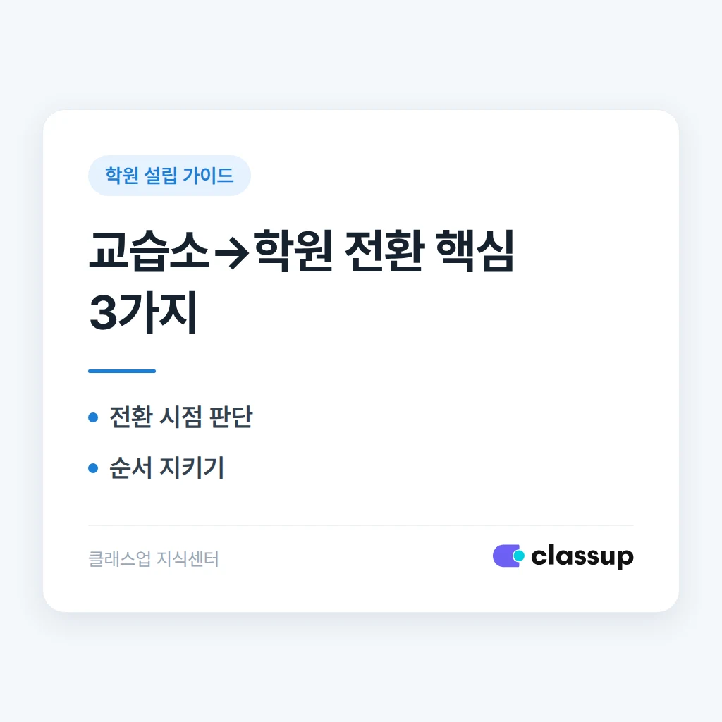 교습소를 학원으로 전환할 때 필요한 절차와 서류