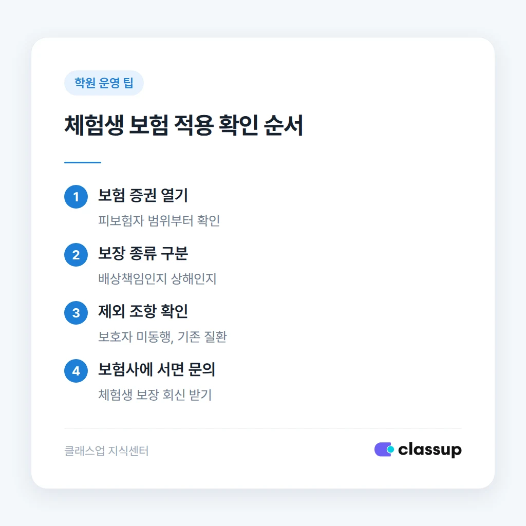 보험 증권에서 체험생 포함 여부를 확인하는 순서